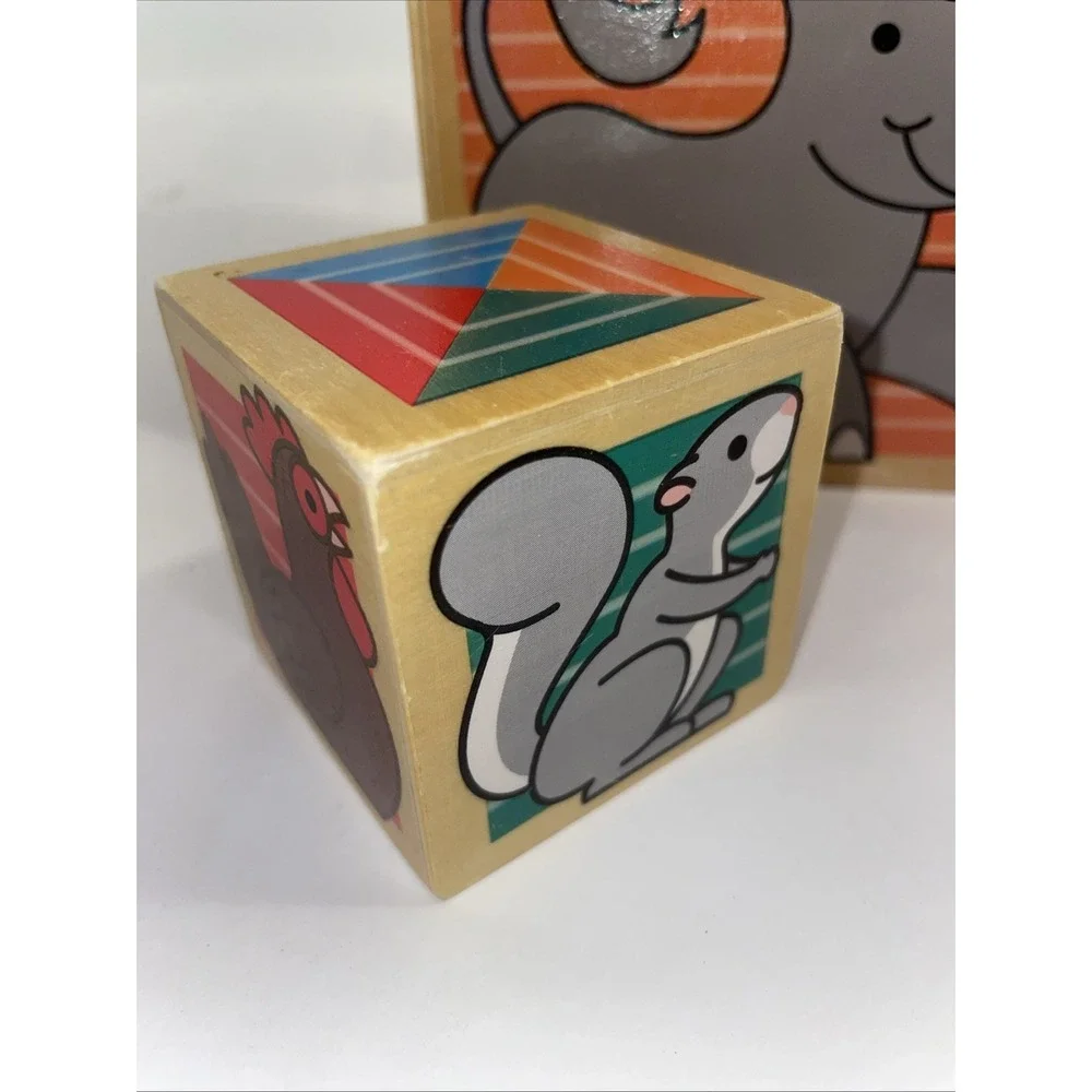 Melissa Doug ANIMAL NESTING BLOCKS Classic Wooden Toys Includes 4 Blocks VTG